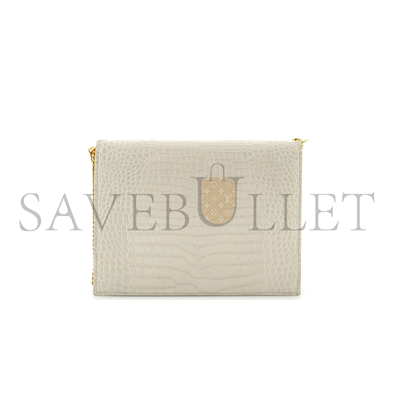 YSL CASSANDRA EMBOSSED CLASP BAG WHITE 532750 (22*16.5*5.5cm)